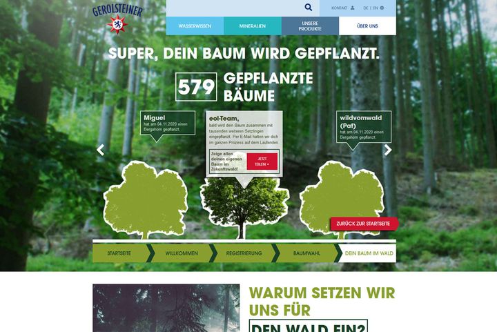 🌳 🌿 🌲 Tolle Aktion: Für den Gerolsteiner Brunnen haben wir die digitale Baumpflanzaktion umgesetzt! Für jeden virtuellen Baum pflanzt Gerolsteiner einen "echten" Baum im Gerolsteiner Zukunftswald. 🌳 🌿